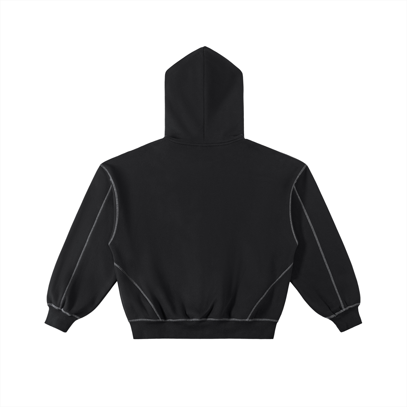 Contrast-Stitched Boxy Fleece Zip Hoodie - PB Ballers