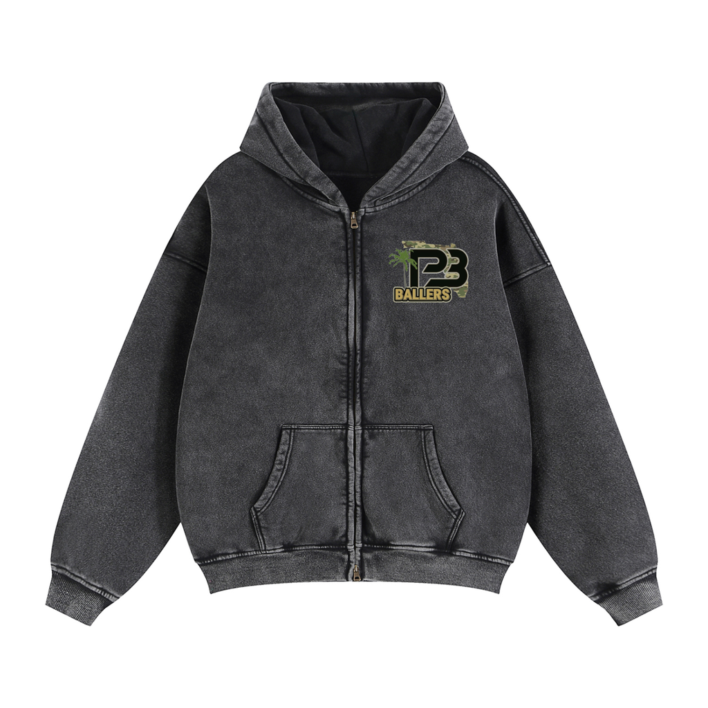 PB Ballers Zip-Through Boxy Fleece Hoodie