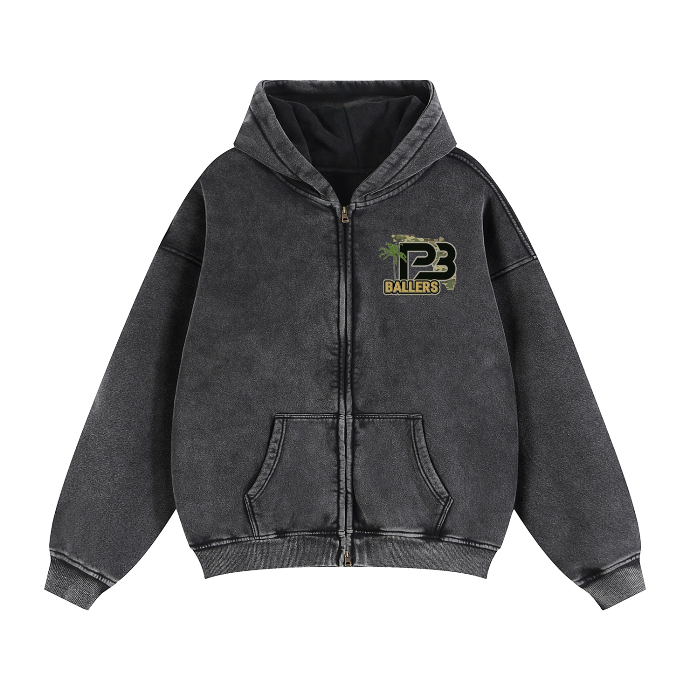 PB Ballers Zip-Through Boxy Fleece Hoodie