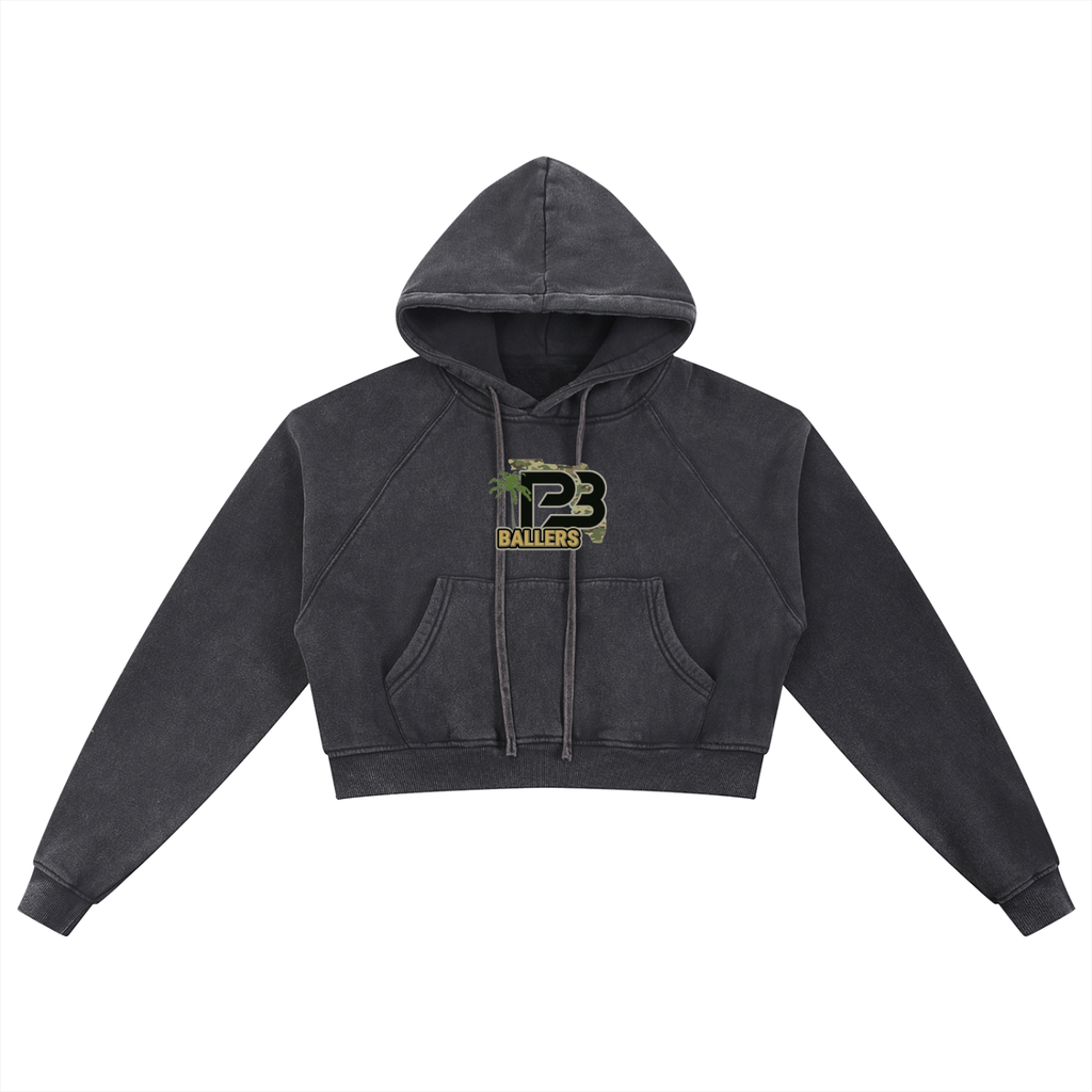 PB Ballers Snow Washed Cropped Hoodie