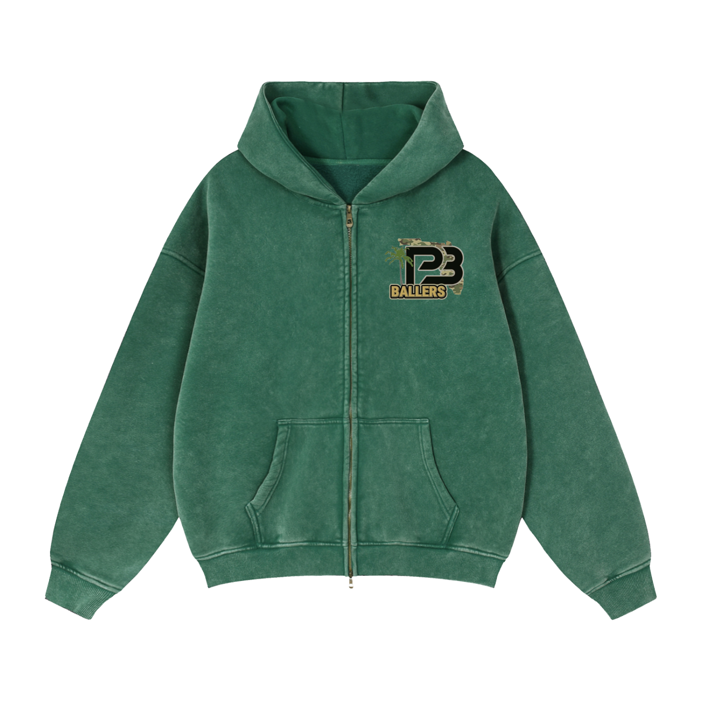 PB Ballers Zip-Through Boxy Fleece Hoodie