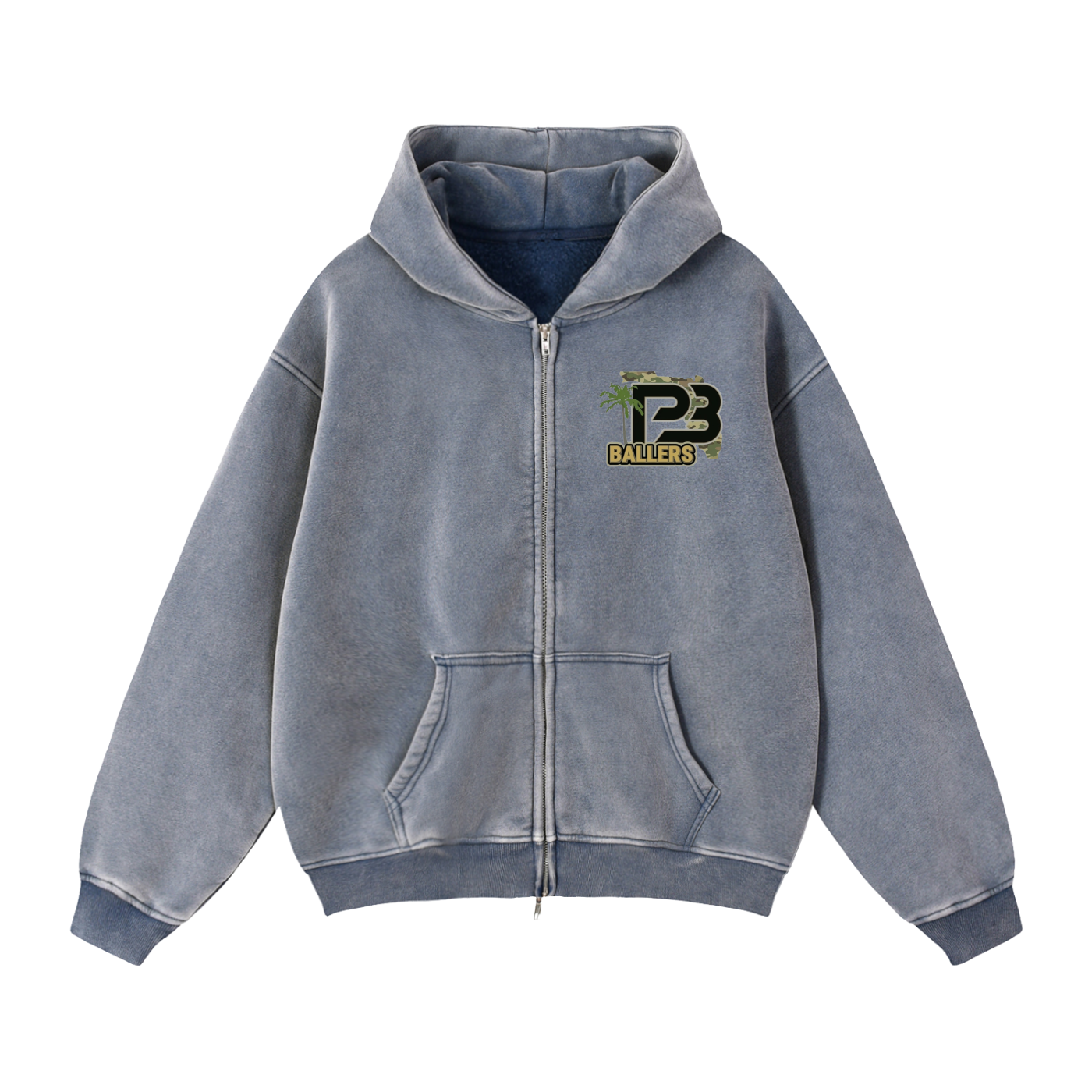 PB Ballers Zip-Through Boxy Fleece Hoodie