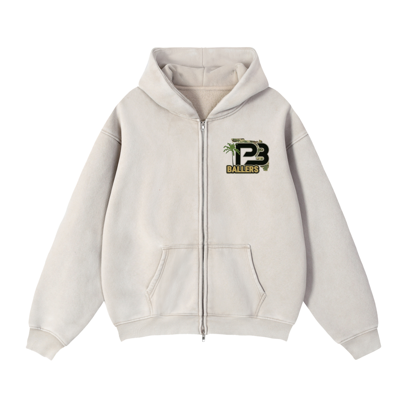 PB Ballers Zip-Through Boxy Fleece Hoodie